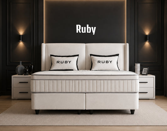 Boxspringbett Ruby Cremweiß - mit Bettkasten & Stauraum, inkl. Lieferung & Montage