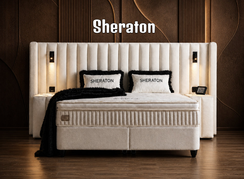 Boxspringbett Sheraton Cremweiß - mit Bettkasten & Stauraum, inkl. Lieferung & Montage