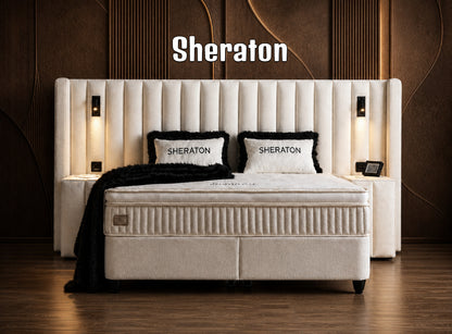 Boxspringbett Sheraton Cremweiß - mit Bettkasten & Stauraum, inkl. Lieferung & Montage