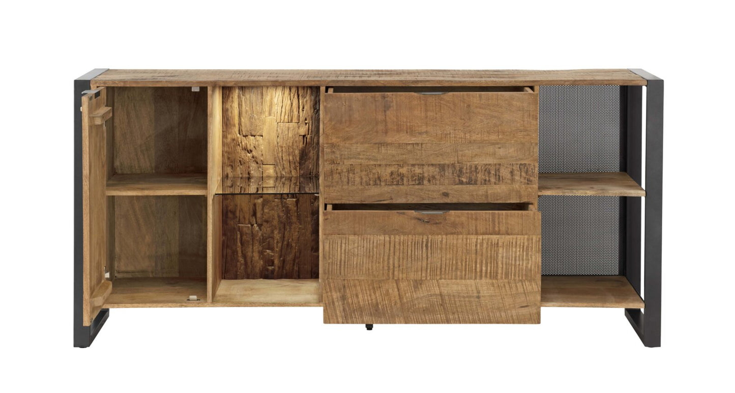 Sideboard Cayro Mangoholz massiv multifarbig inkl. Beleuchtung B/H/T 146/180 x 82 x 42 cm