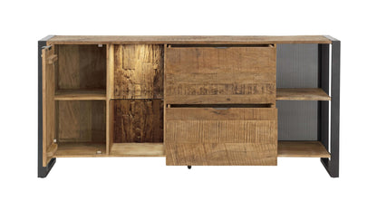 Sideboard Cayro Mangoholz massiv multifarbig inkl. Beleuchtung B/H/T 146/180 x 82 x 42 cm
