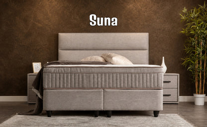 Boxspringbett Suna Hellgrau - mit Bettkasten & Stauraum, inkl. Lieferung & Montage