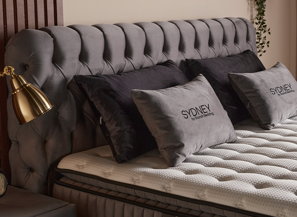 Boxspringbett Sydney Beige oder Grau Voll-orthopädisches Komfortbett mit Bettkasten, Stauraum, inkl. kostenlose Lieferung und Montage