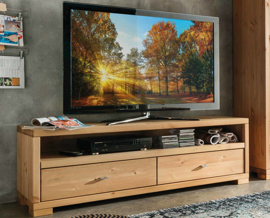 Infantil Vita TV Lowboard Kiefer massiv mit 2 Schubladen Breite 120/160 cm x H 51 cm